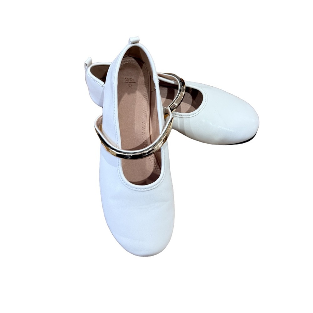NWT brand new Zara metallic strap ballet flats size 37 - Picture 3 of 9